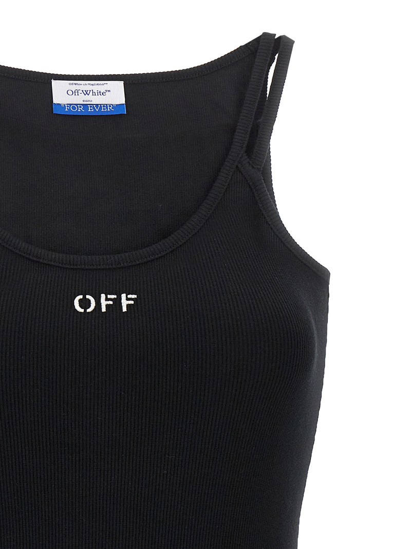 Off-White Black Cotton Short Dress - Stylish & Comfortable