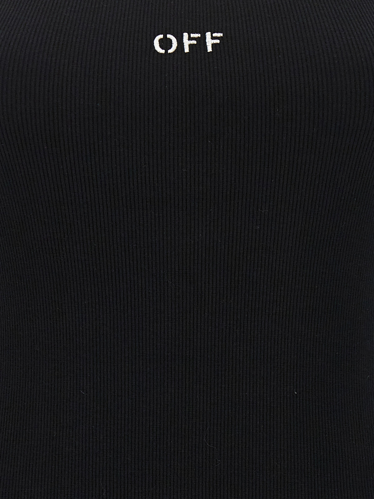 Off-White Black Cotton Short Dress - Stylish & Comfortable