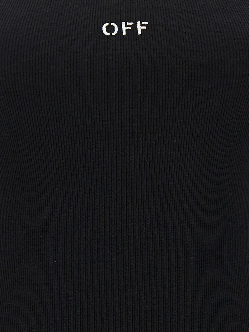 Off-White Black Cotton Short Dress - Stylish & Comfortable