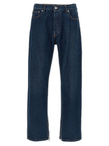 Off-White Arr Zip Skate Blue Cotton Jeans for Men