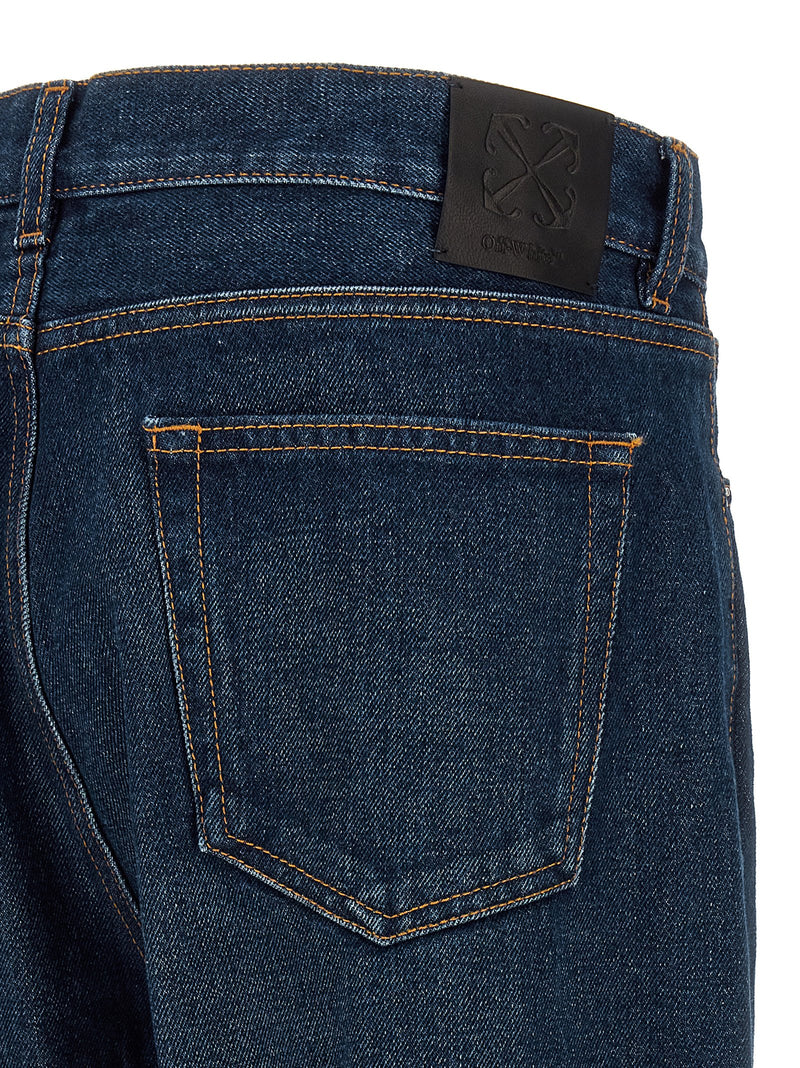 Off-White Arr Zip Skate Blue Cotton Denim Jeans