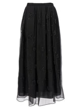 Max Mara Wilma Black Silk Midi Skirt