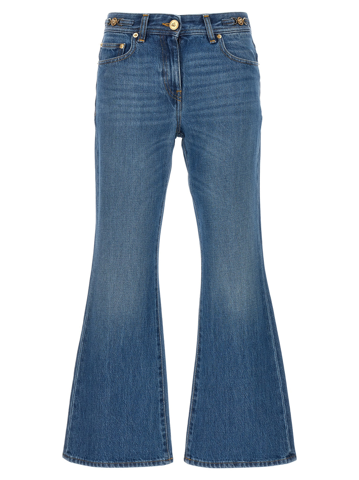 Versace Blue Cotton Flared Jeans - Chic Italian Denim