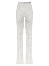Alessandra Rich White Polyamide Leggings with Rhinestone Detail