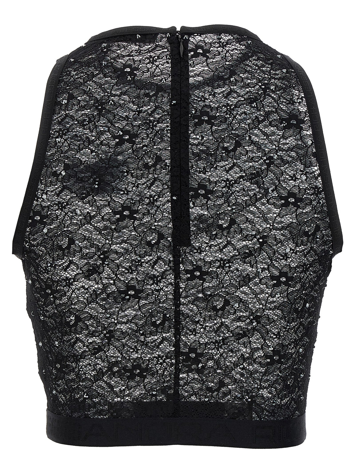 Alessandra Rich Black Polyamide Sleeveless T-Shirt