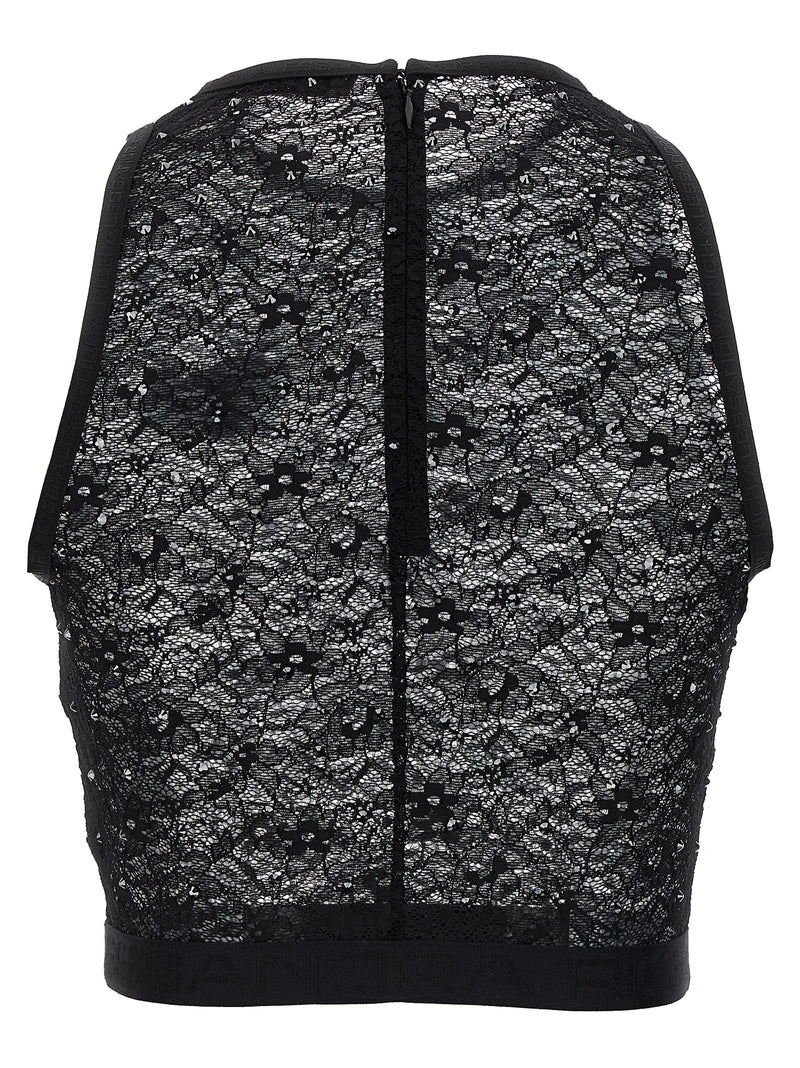 Alessandra Rich Black Polyamide Sleeveless T-Shirt