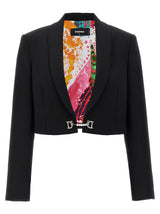 Dsquared² Black Polyester Full-Length Jacket - D2 Jewel