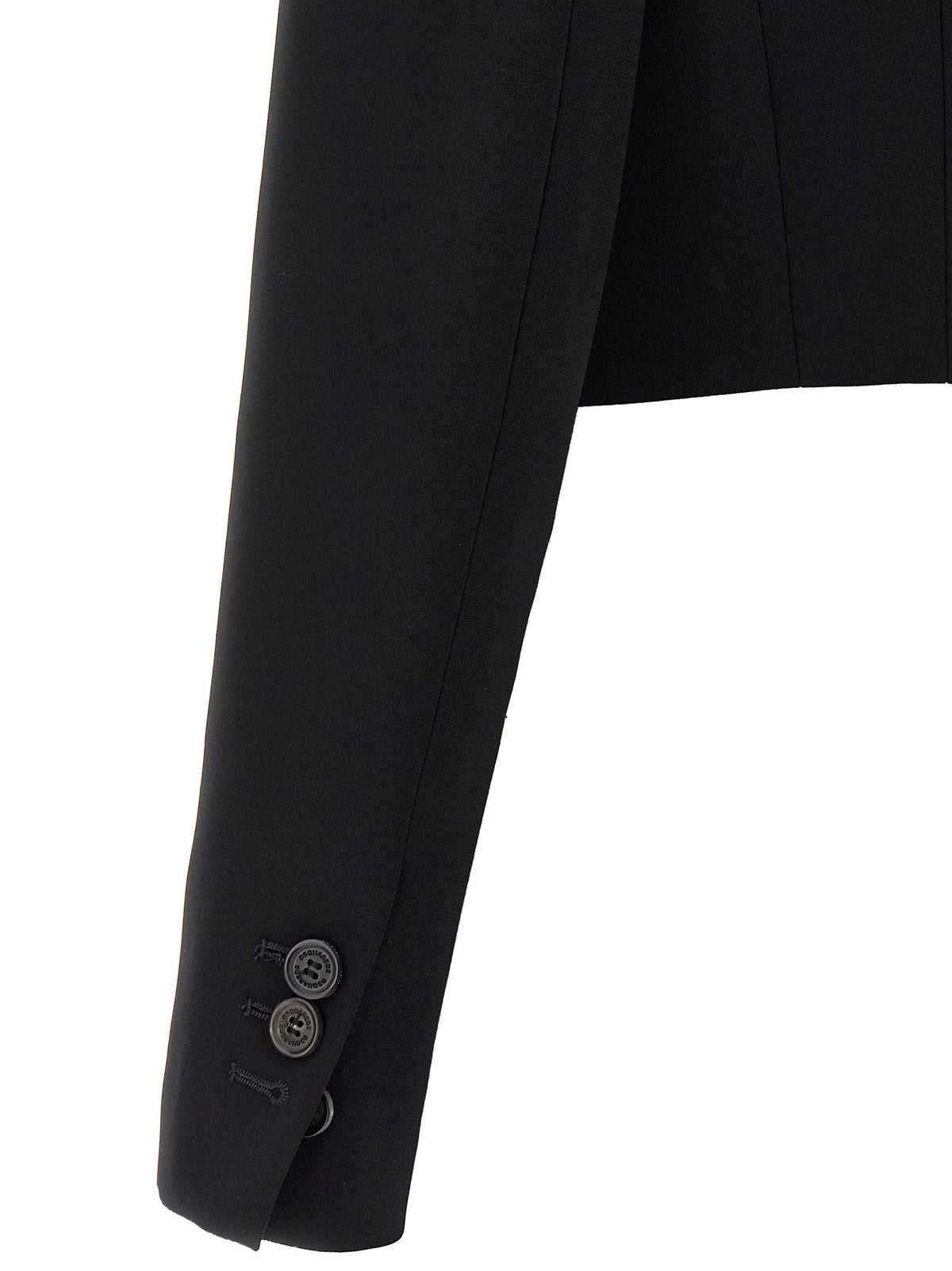 Dsquared² Black Polyester Full-Length Jacket - D2 Jewel