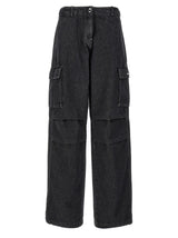 Coperni Black Denim Wide Leg Cargo Jeans for Women