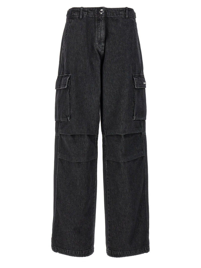 Coperni Black Cotton Wide Leg Cargo Jeans
