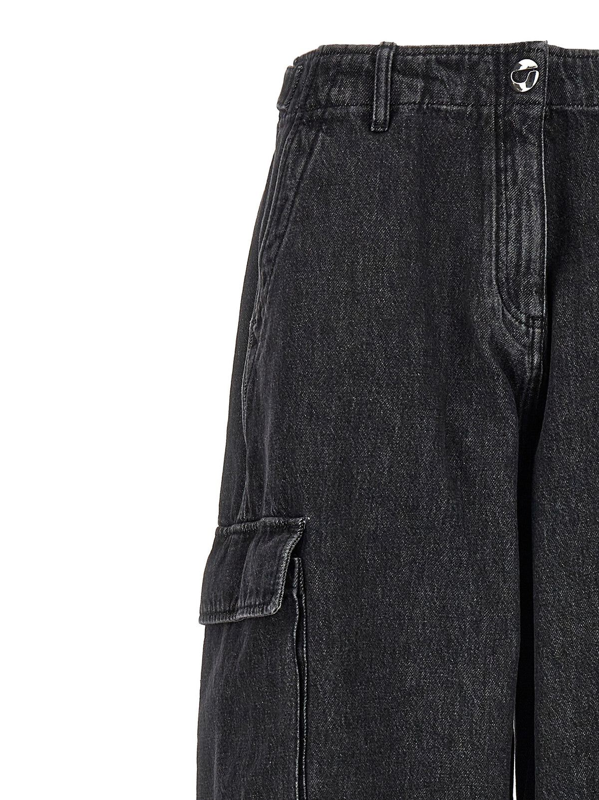 Coperni Black Denim Wide Leg Cargo Jeans for Women
