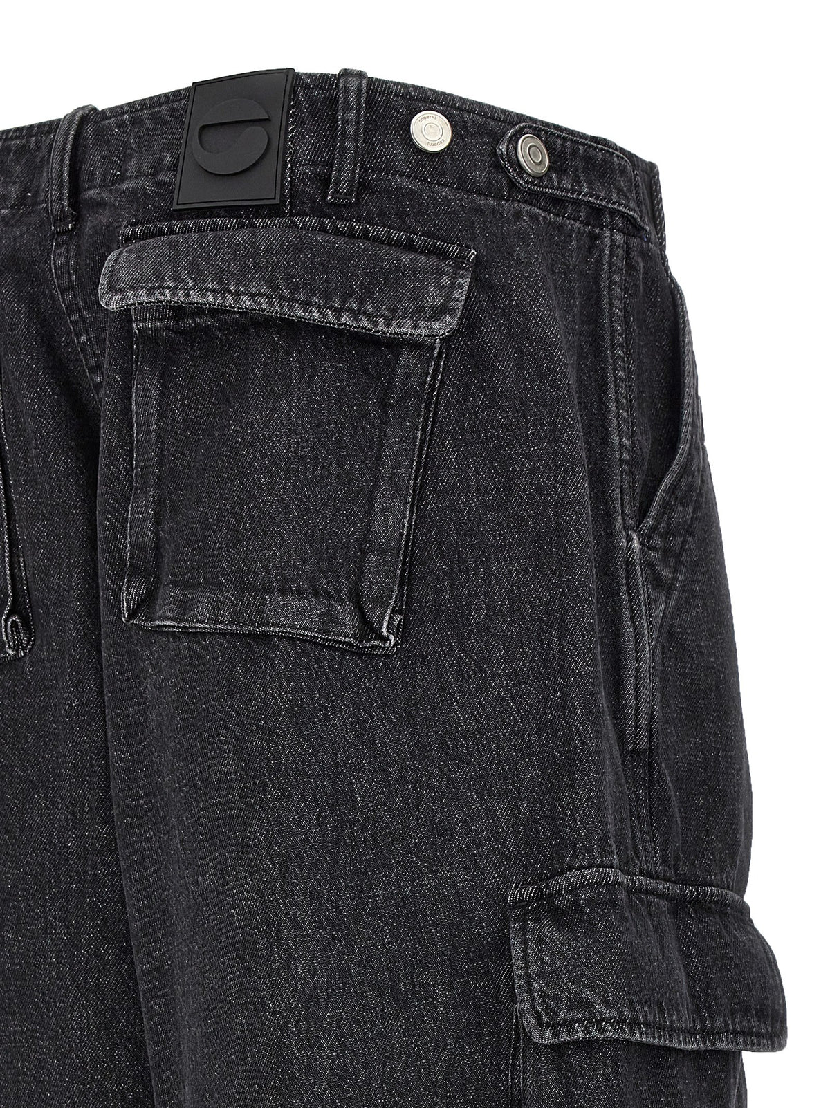 Coperni Black Denim Wide Leg Cargo Jeans for Women