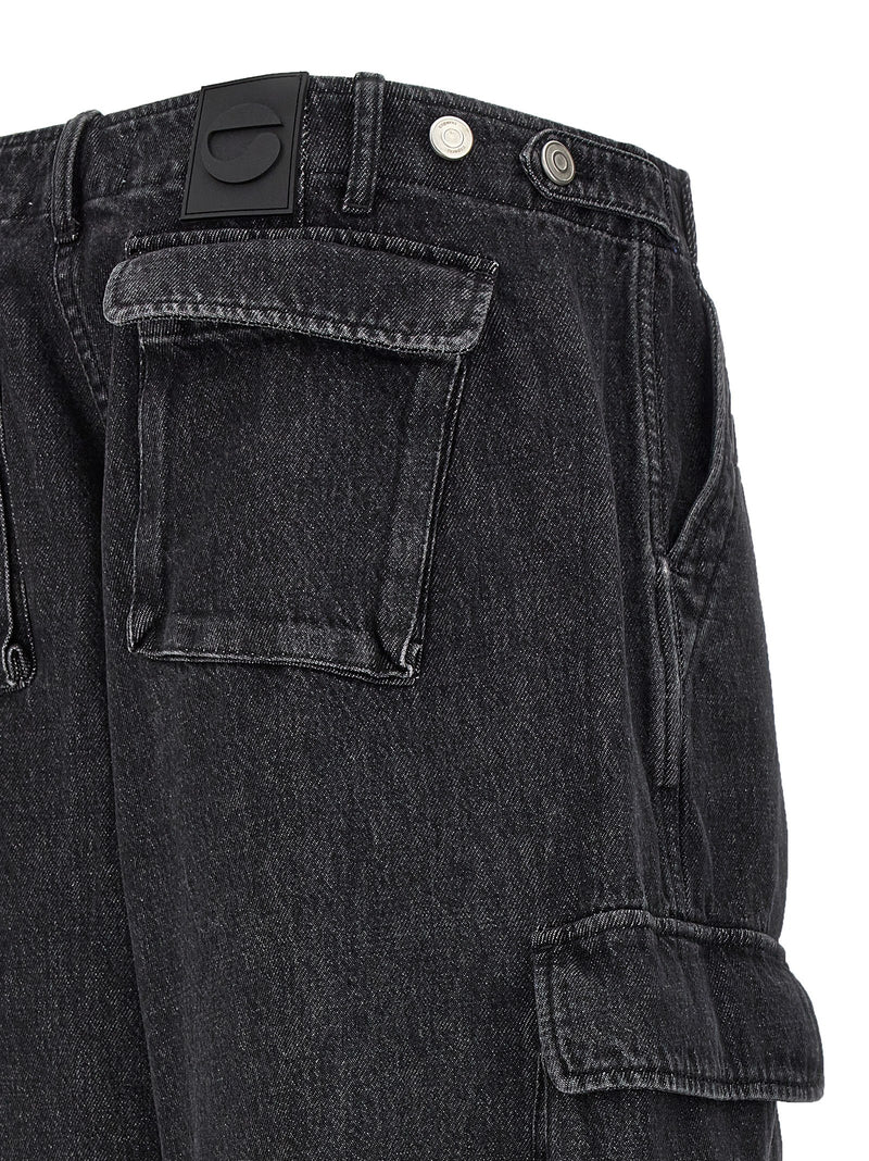 Coperni Black Cotton Wide Leg Cargo Jeans