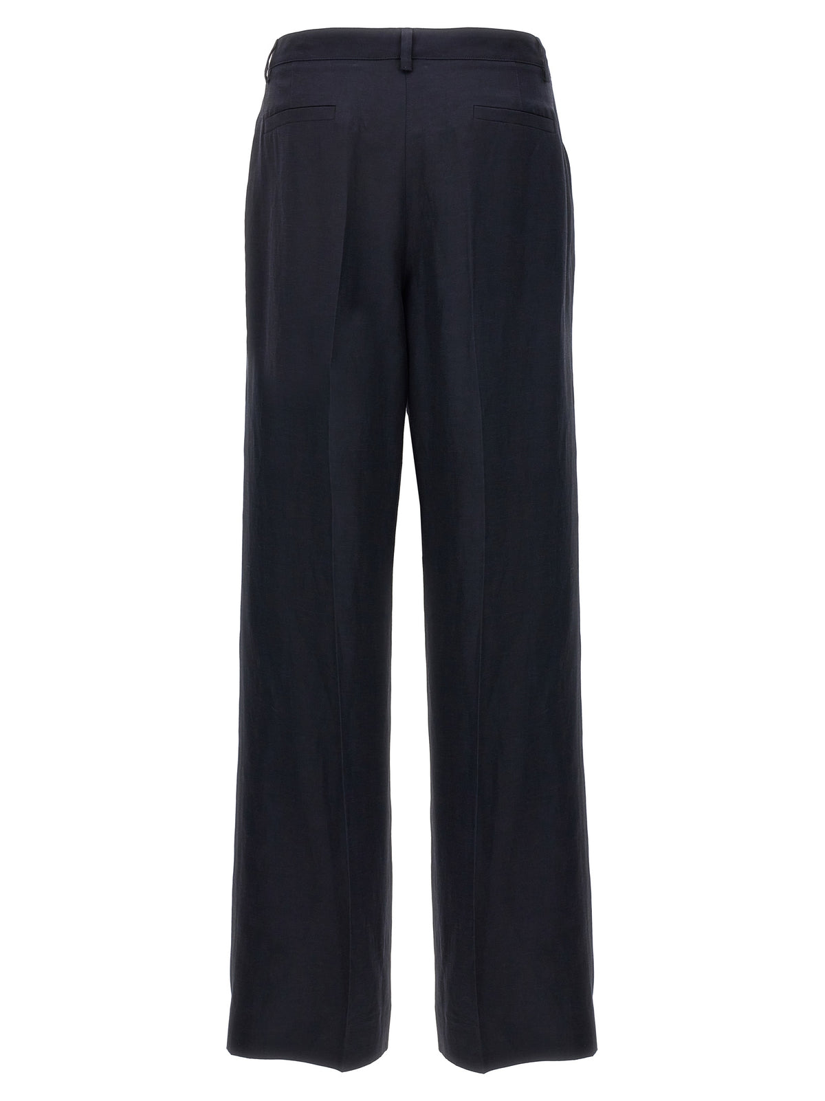 P.A.R.O.S.H. Raisa Blue Viscose-Linen Casual Pants for Women