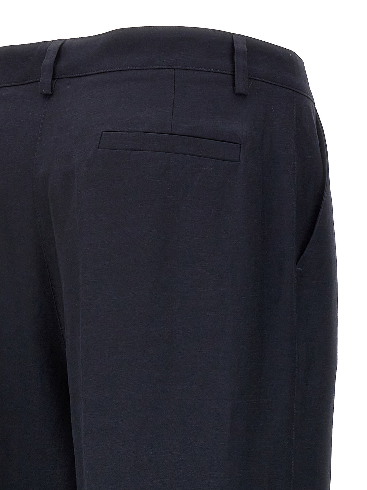 P.A.R.O.S.H. Raisa Blue Viscose-Linen Casual Pants for Women