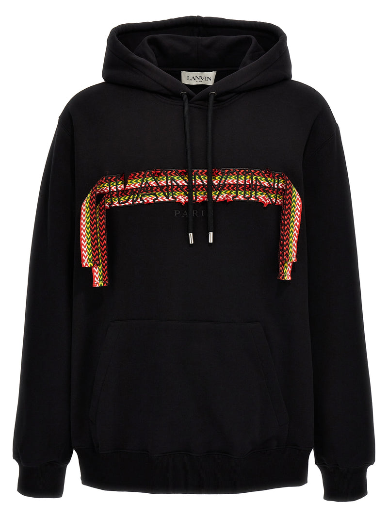 Sweatshirt en coton noir Lanvin ‘Curblace’ pour homme