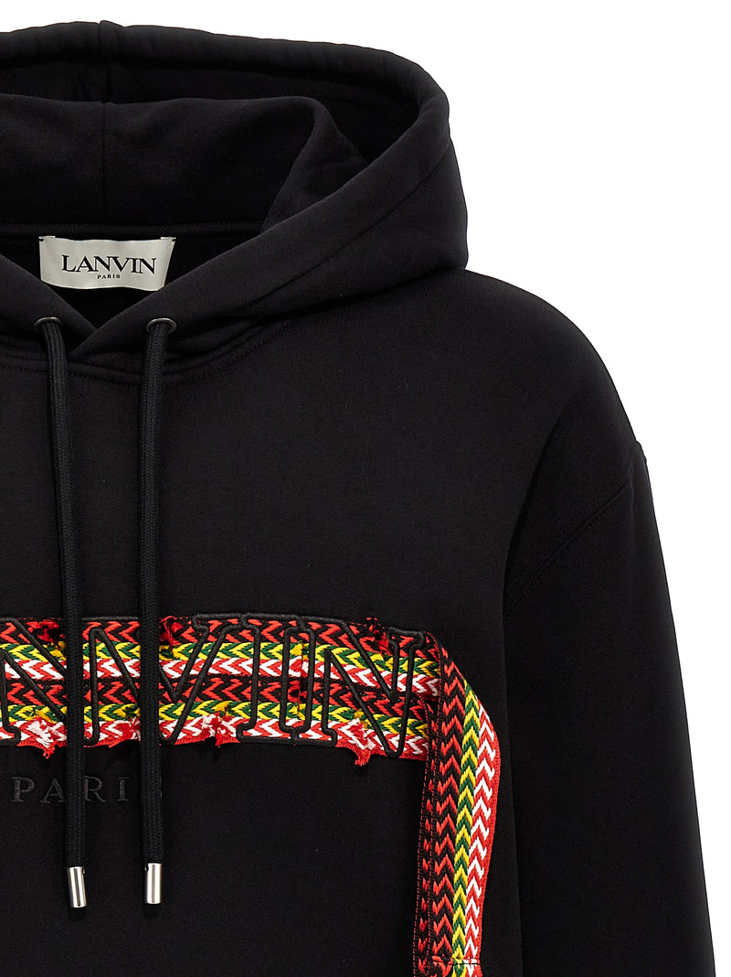 Sweatshirt en coton noir Lanvin ‘Curblace’ pour homme