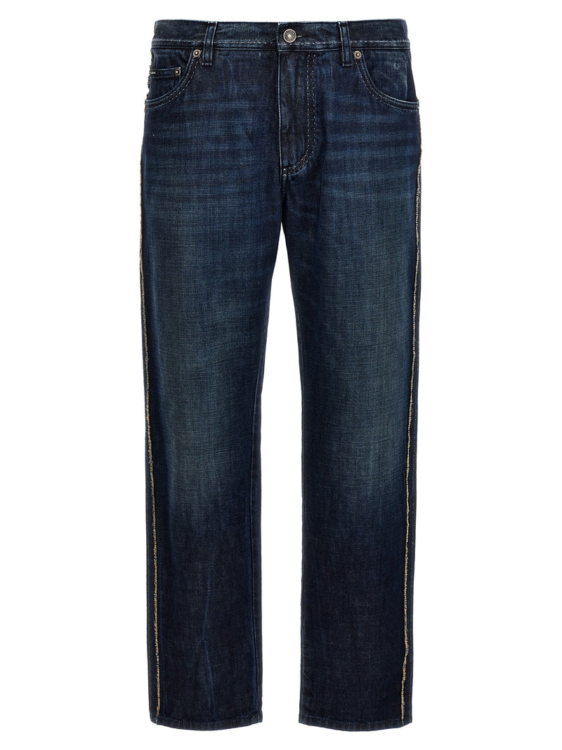 Dolce & Gabbana Blue Cotton Skinny Jeans for Men