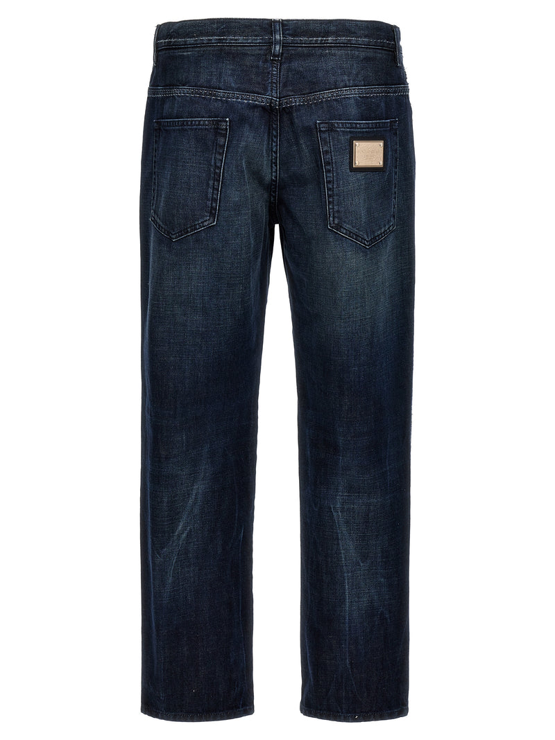 Dolce & Gabbana Blue Cotton Skinny Jeans for Men