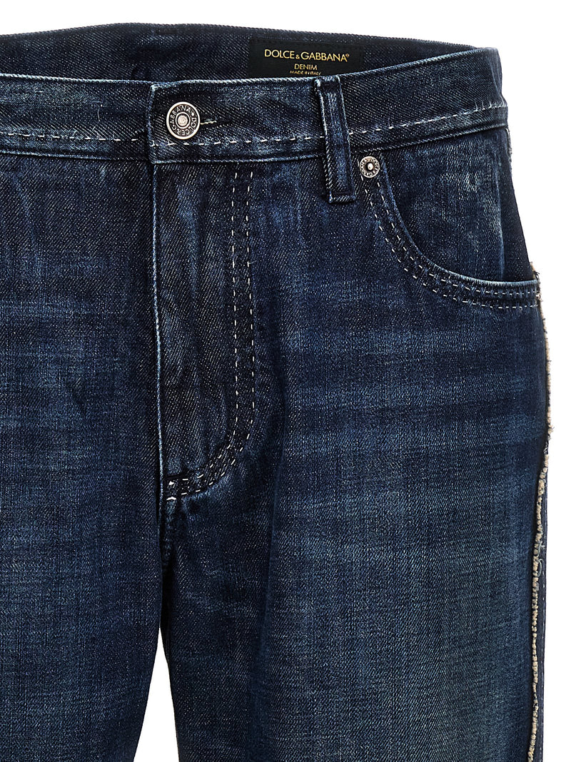 Dolce & Gabbana Blue Cotton Skinny Jeans for Men