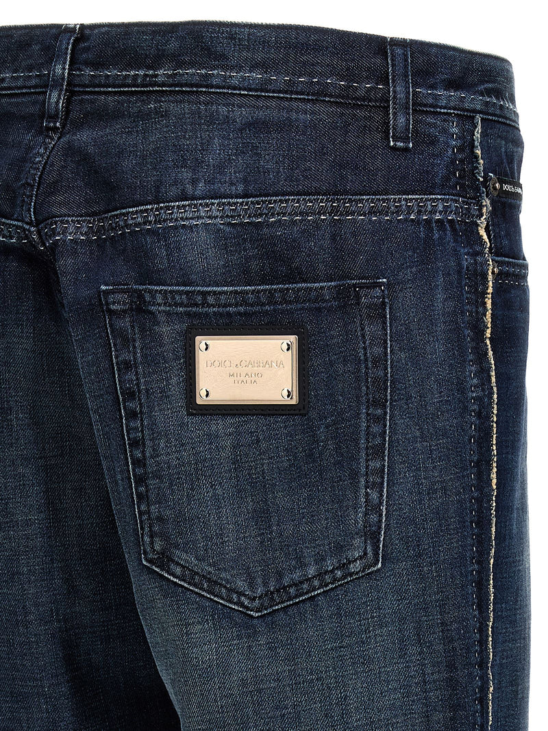 Dolce & Gabbana Blue Cotton Skinny Jeans for Men