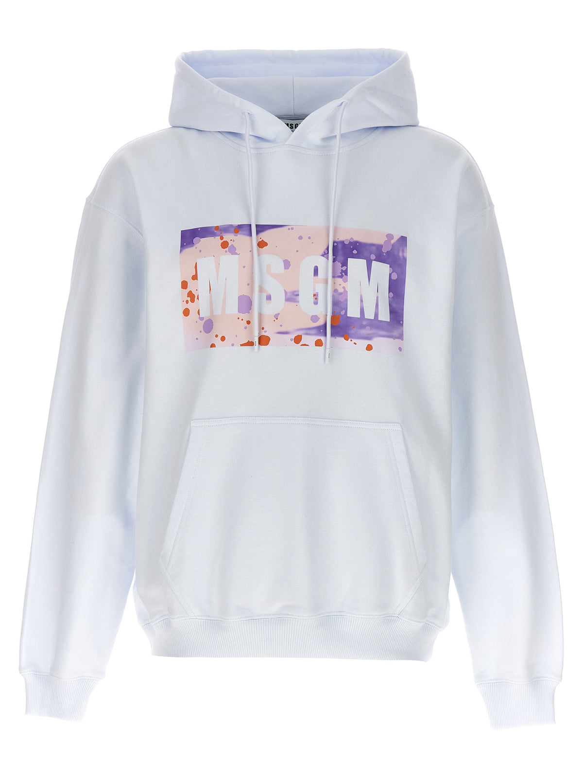 MSGM White Cotton Sweatshirt with Camo Season Box Logo