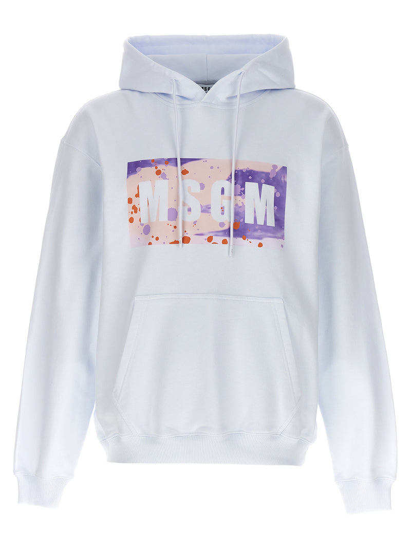 MSGM White Cotton Sweatshirt with Camo Season Box Logo