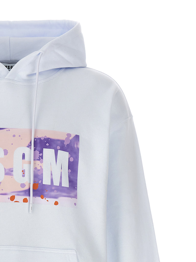 MSGM White Cotton Sweatshirt with Camo Season Box Logo