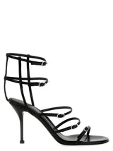 Alexander McQueen Black Lambskin Stiletto Heel Sandals