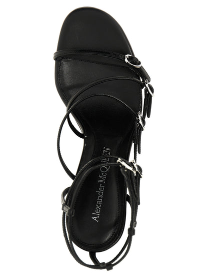 Alexander McQueen Black Lambskin Stiletto Heel Sandals