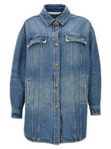 Palm Angels Blue Cotton Denim Jacket - Washed Logo