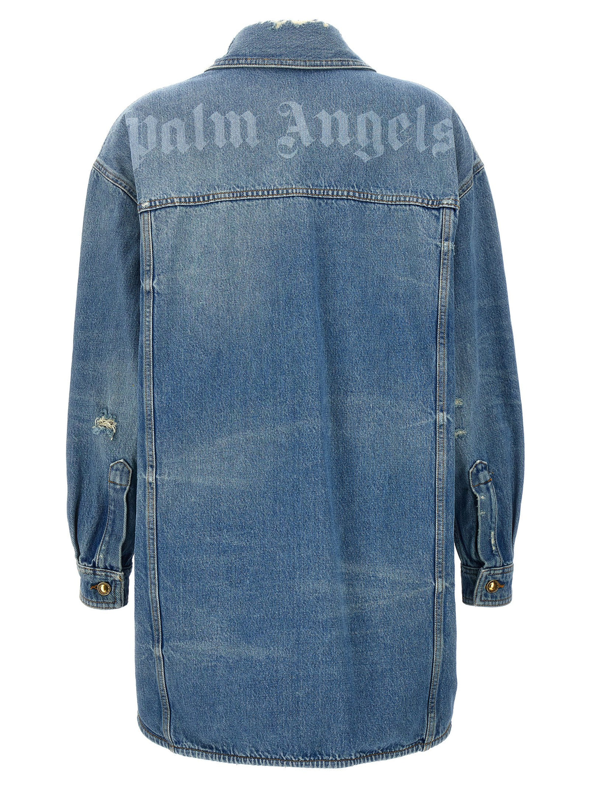 Palm Angels Blue Cotton Denim Jacket - Washed Logo