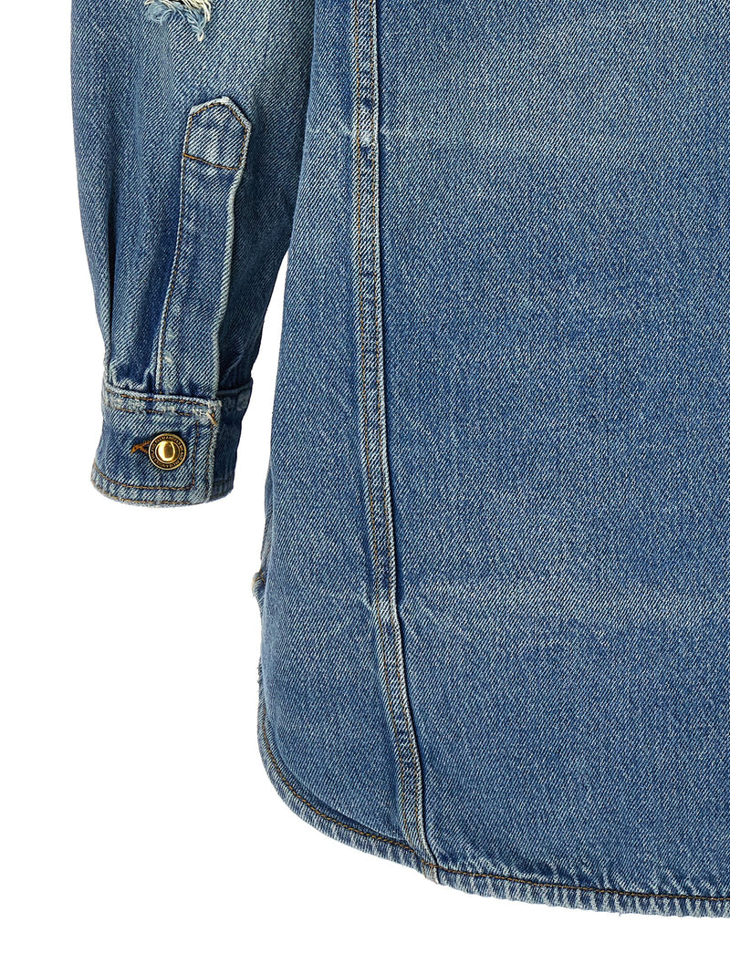 Palm Angels Blue Cotton Denim Jacket - Washed Logo