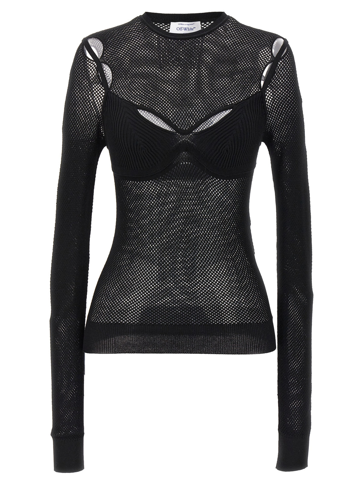 Off-White Black Viscose Tank Top for Women