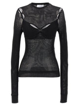 Off-White Black Viscose Tank Top for Women