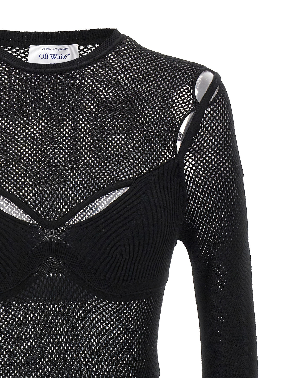 Off-White Black Viscose Tank Top for Women