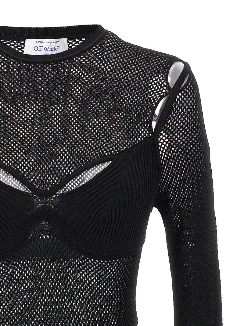 Off-White Black Viscose Tank Top for Women