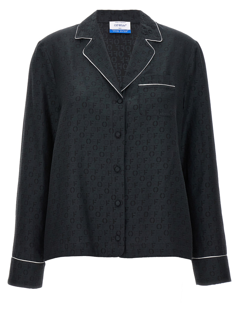 Off-White Black Silk Jacquard Blouse