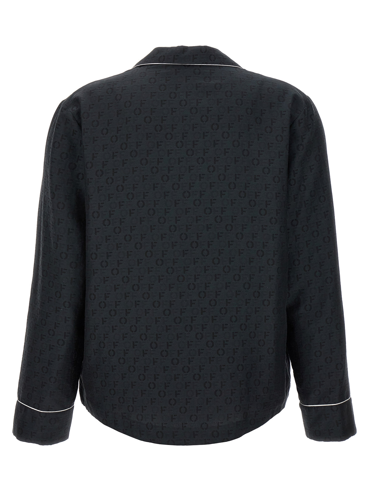 Off-White Black Silk Blouse - Elegant Jacquard Design