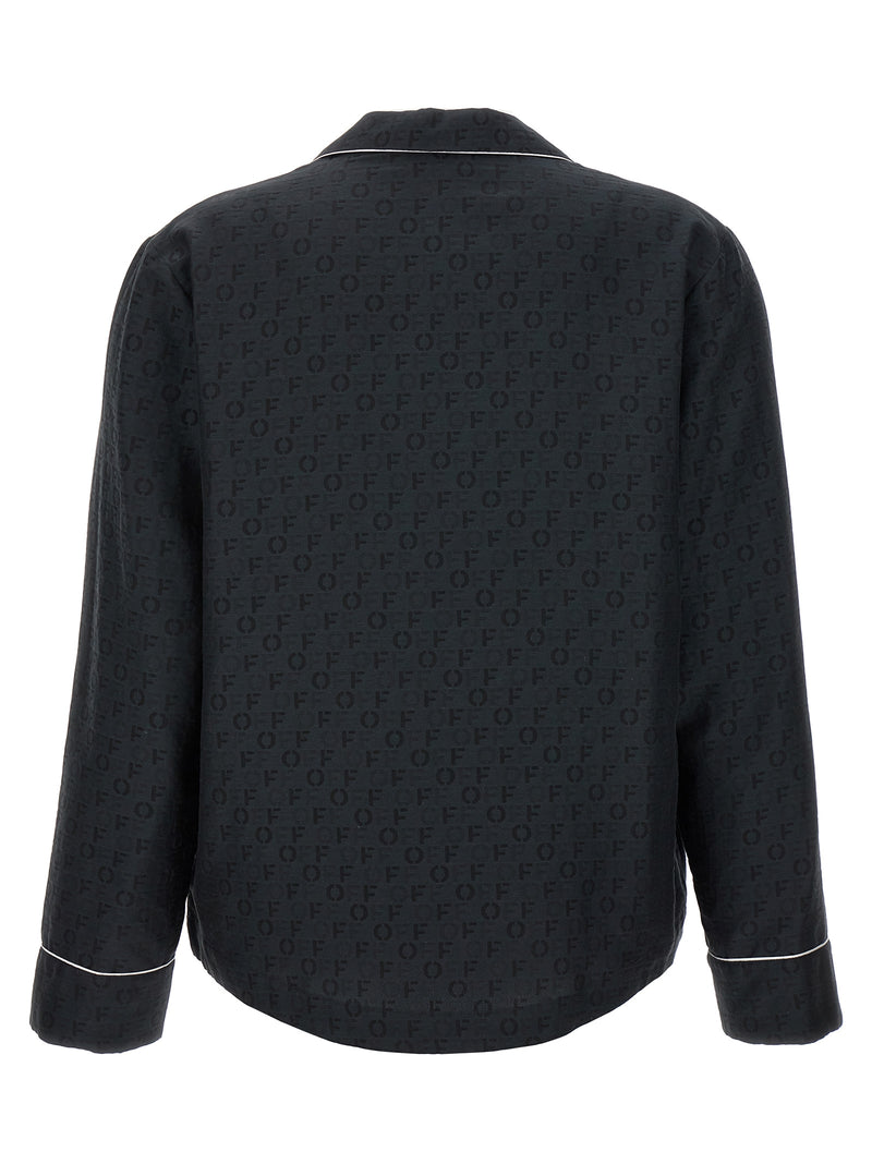 Off-White Black Silk Jacquard Blouse