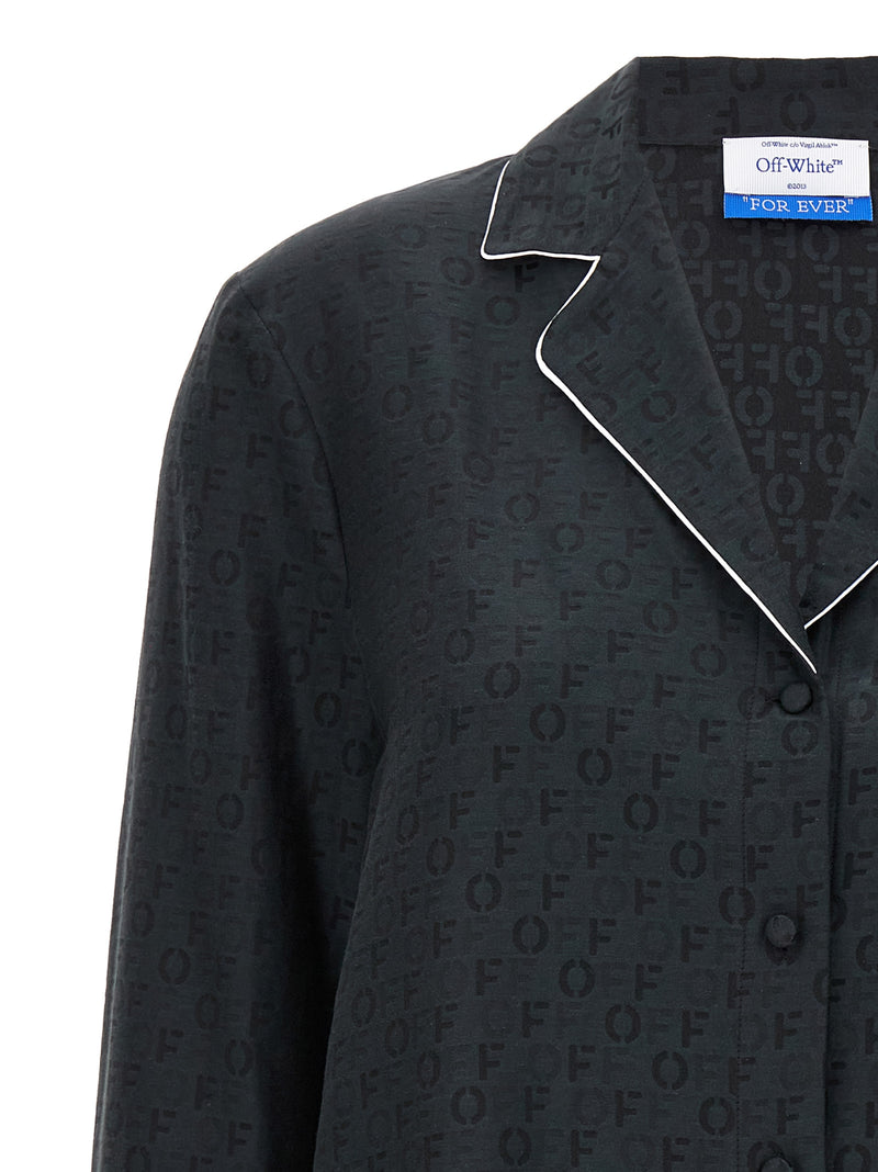 Off-White Black Silk Jacquard Blouse
