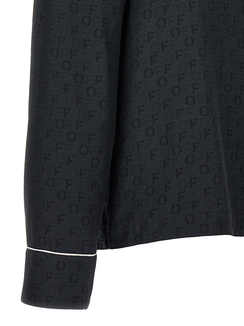 Off-White Black Silk Jacquard Blouse