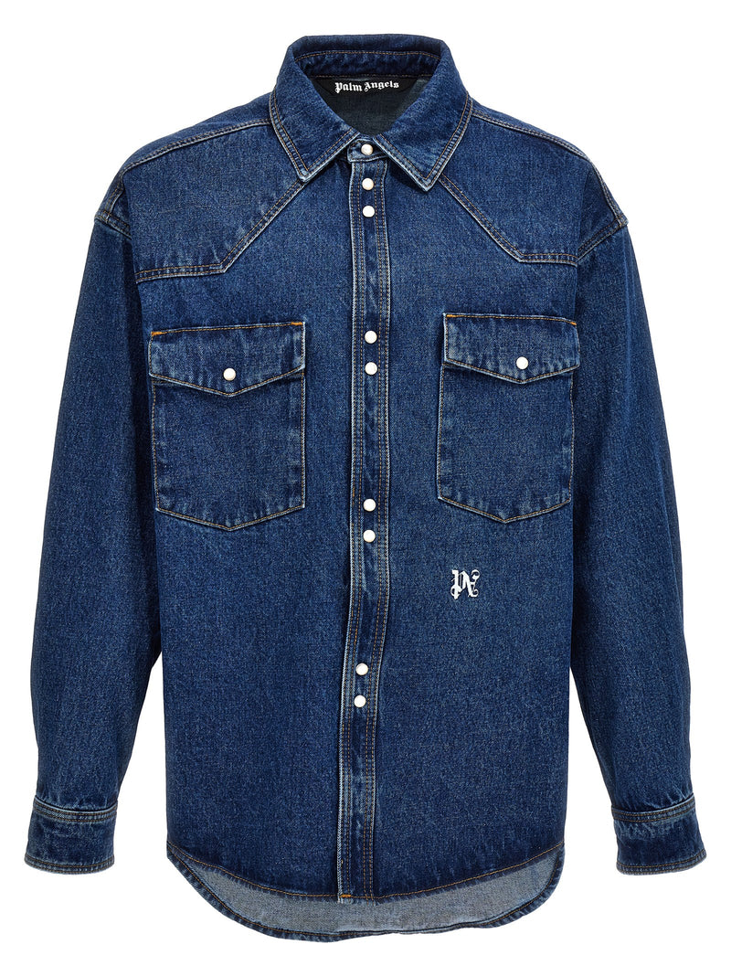 Palm Angels Blue Polyester Denim Jacket - LW Monogram