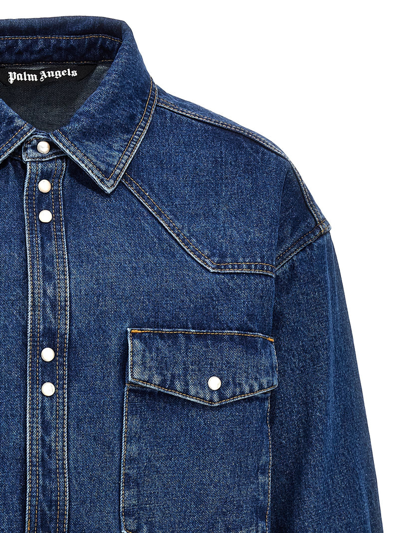 Palm Angels Blue Polyester Denim Jacket - LW Monogram