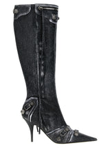 Balenciaga Cagole Black Lamb Leather Over The Knee Boots