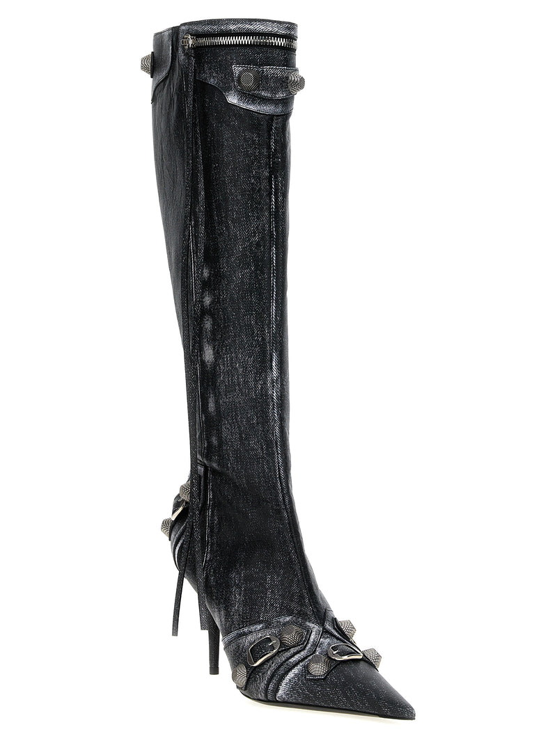 Balenciaga Cagole Black Lamb Leather Over The Knee Boots