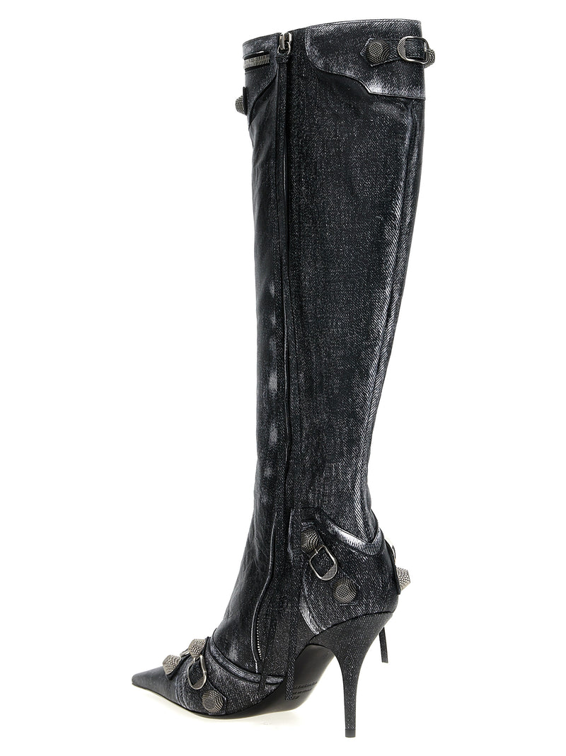 Balenciaga Cagole Black Lamb Leather Over The Knee Boots