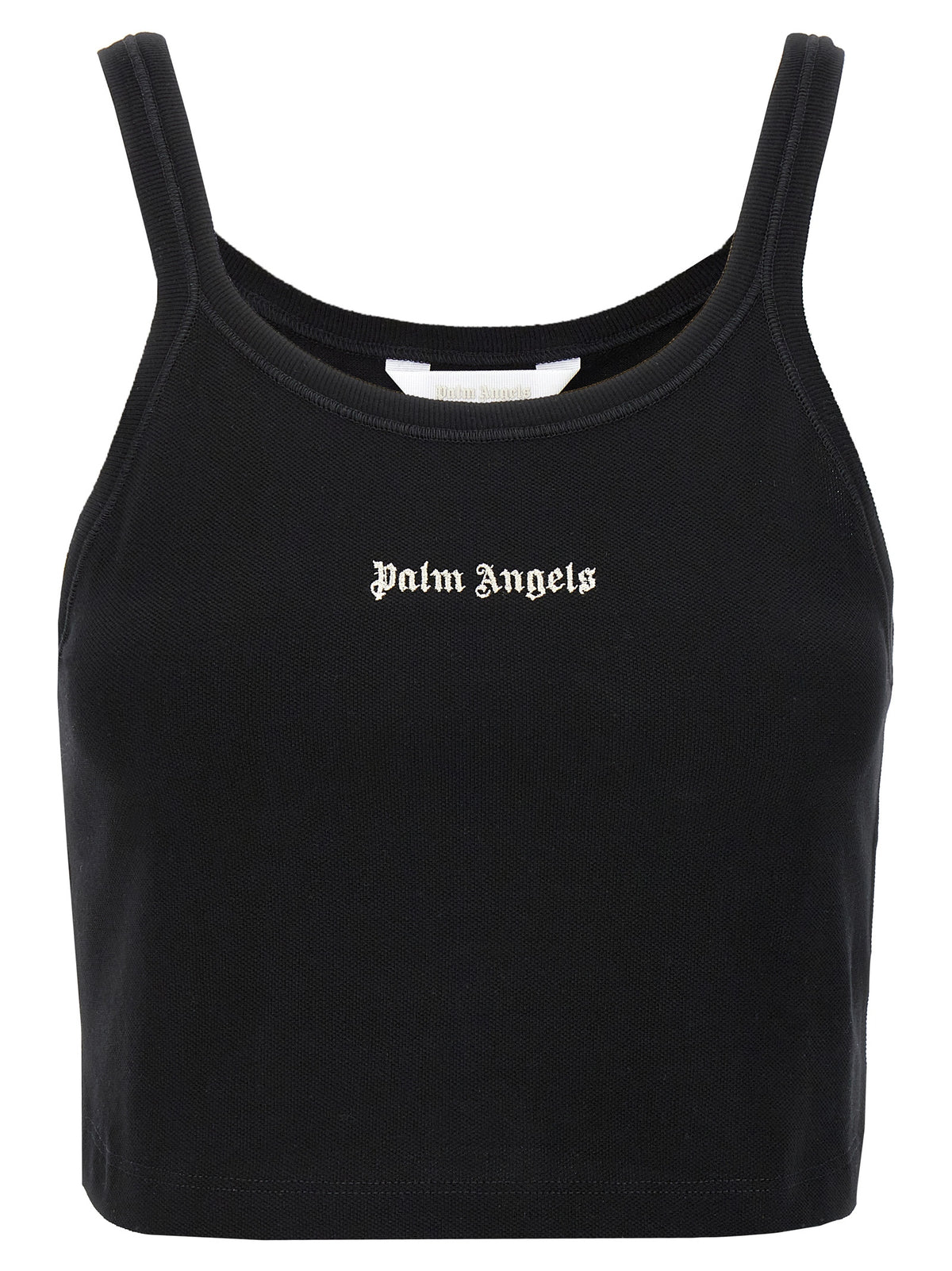 Palm Angels Bicolor Cotton Sport Bra - White/Black