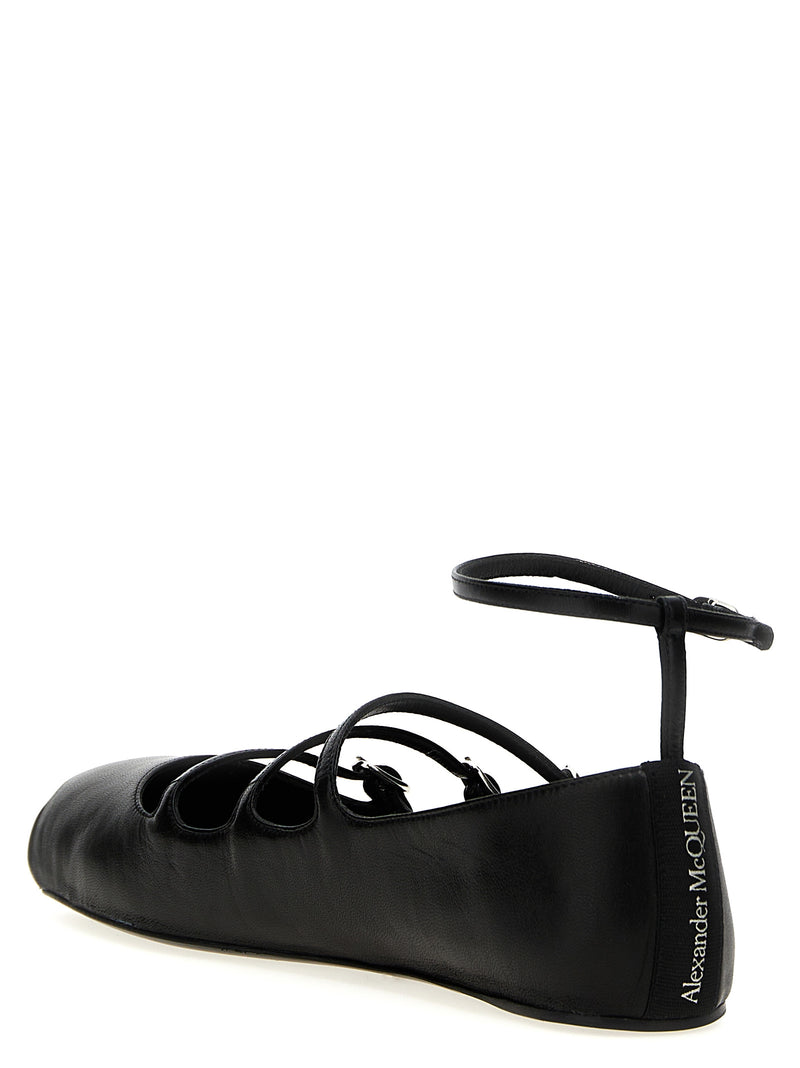 Alexander McQueen Black Calfskin Ballet Flats for Women