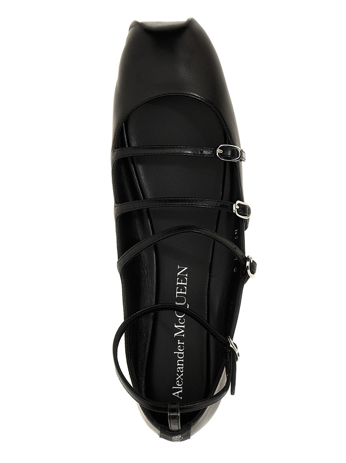 Alexander McQueen Black Calfskin Ballet Flats for Women